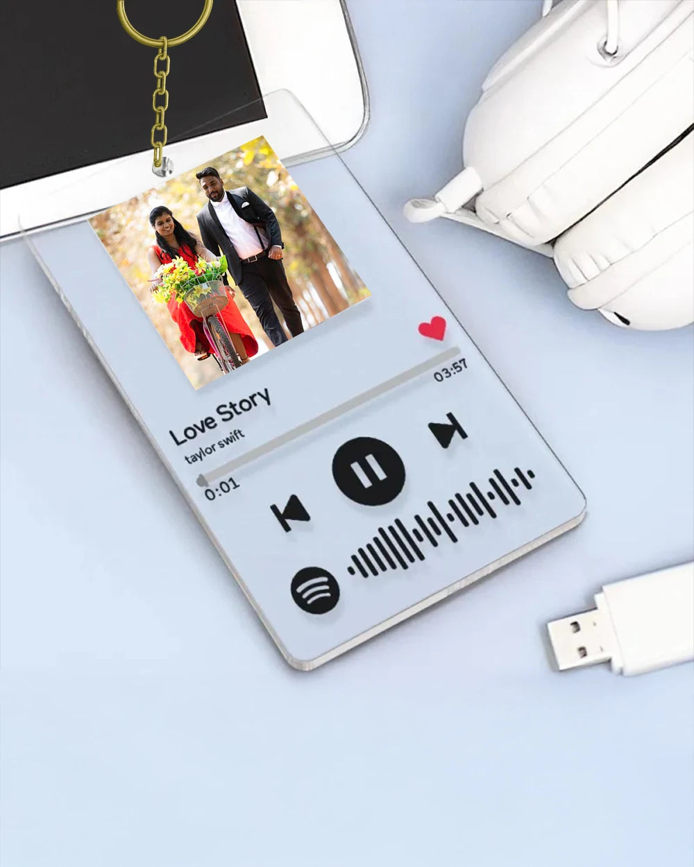 Personalized Photo and Spotify Song Keychain