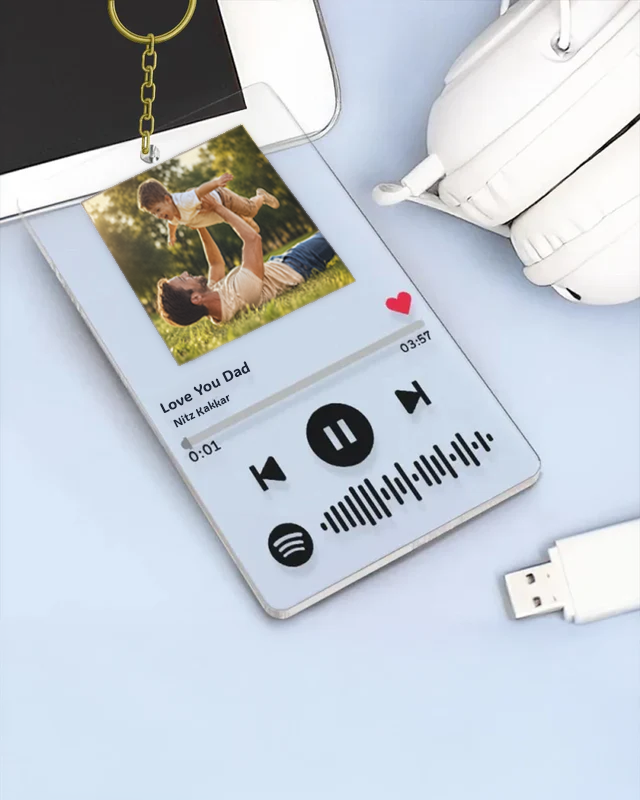 Personalized Photo and Spotify Song  Keychain