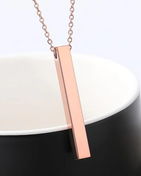 Rose Gold 3D Vertical Bar Necklace