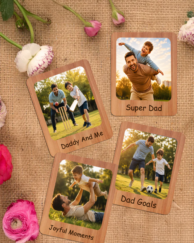 Personalized Wooden Fridge Magnet ( Set of 4 )