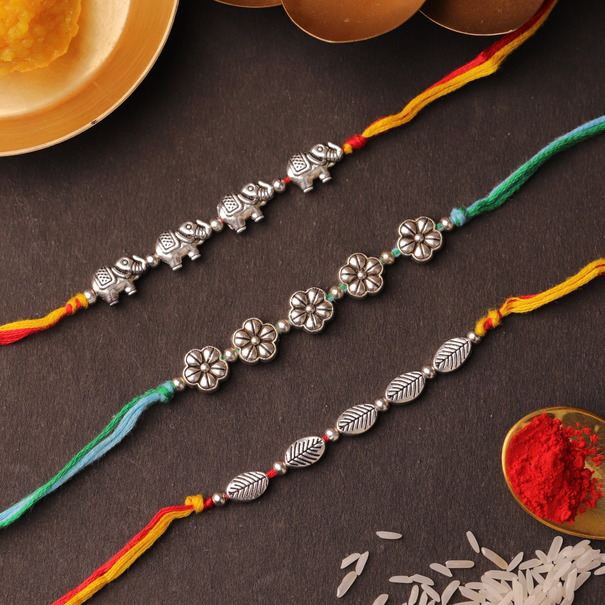Oxidised Silver Rakhi Set of 3 – The Knot Company