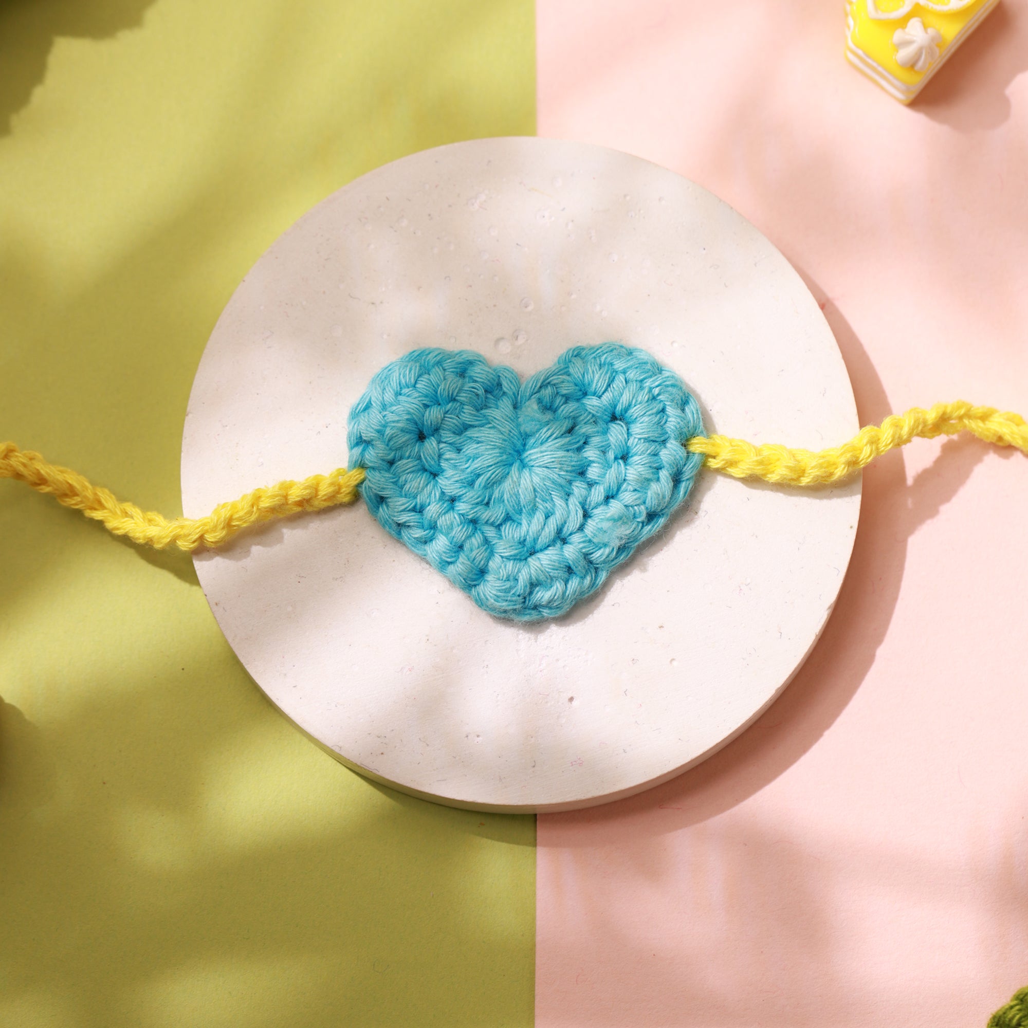 Blue Heart Crocheted Rakhi