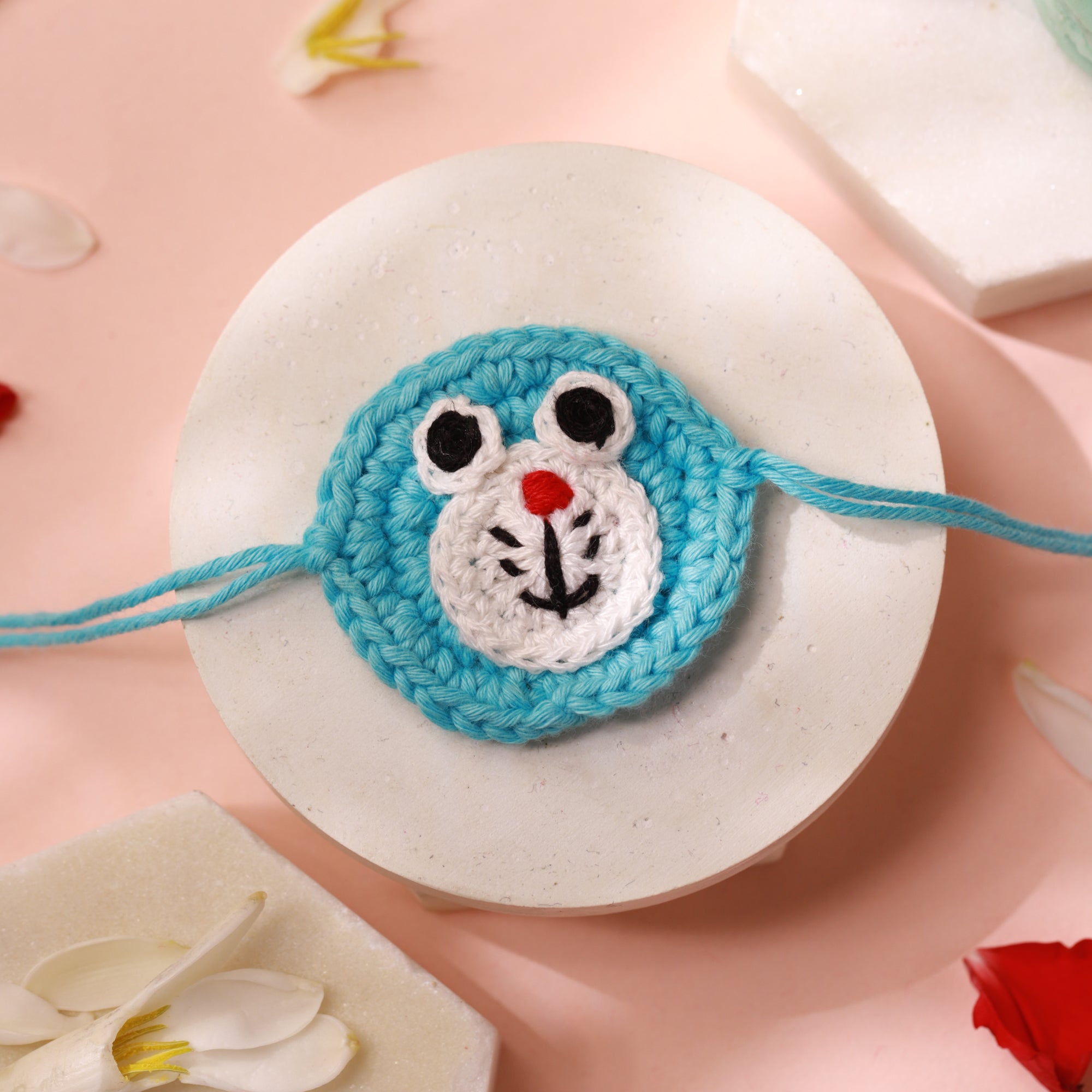 Doraemon Rangoli Designs Handmade Cute Doraemon Crochet Kids Rakhi – The Knot Company