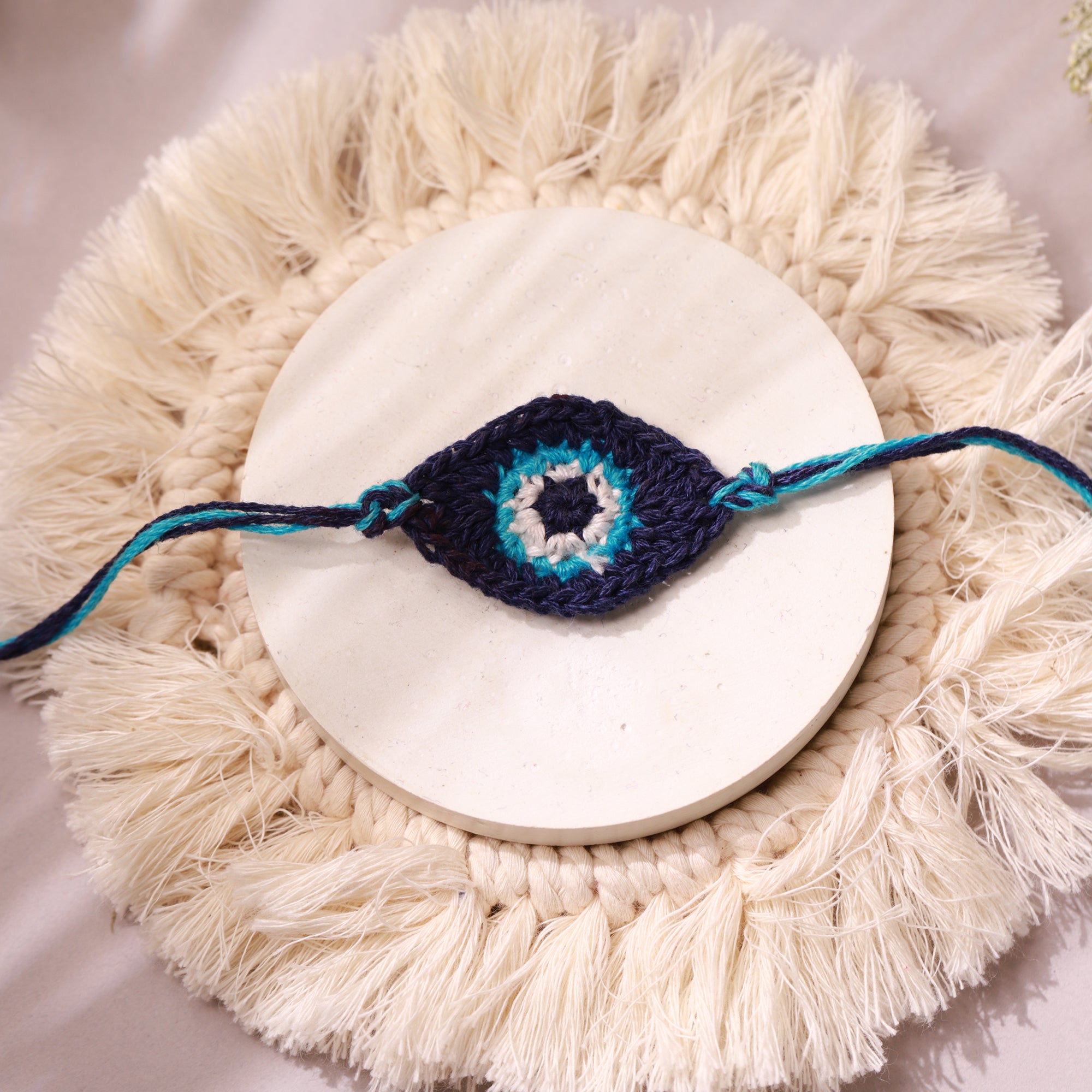 Handcrafted Evil Eye Crochet Rakhi