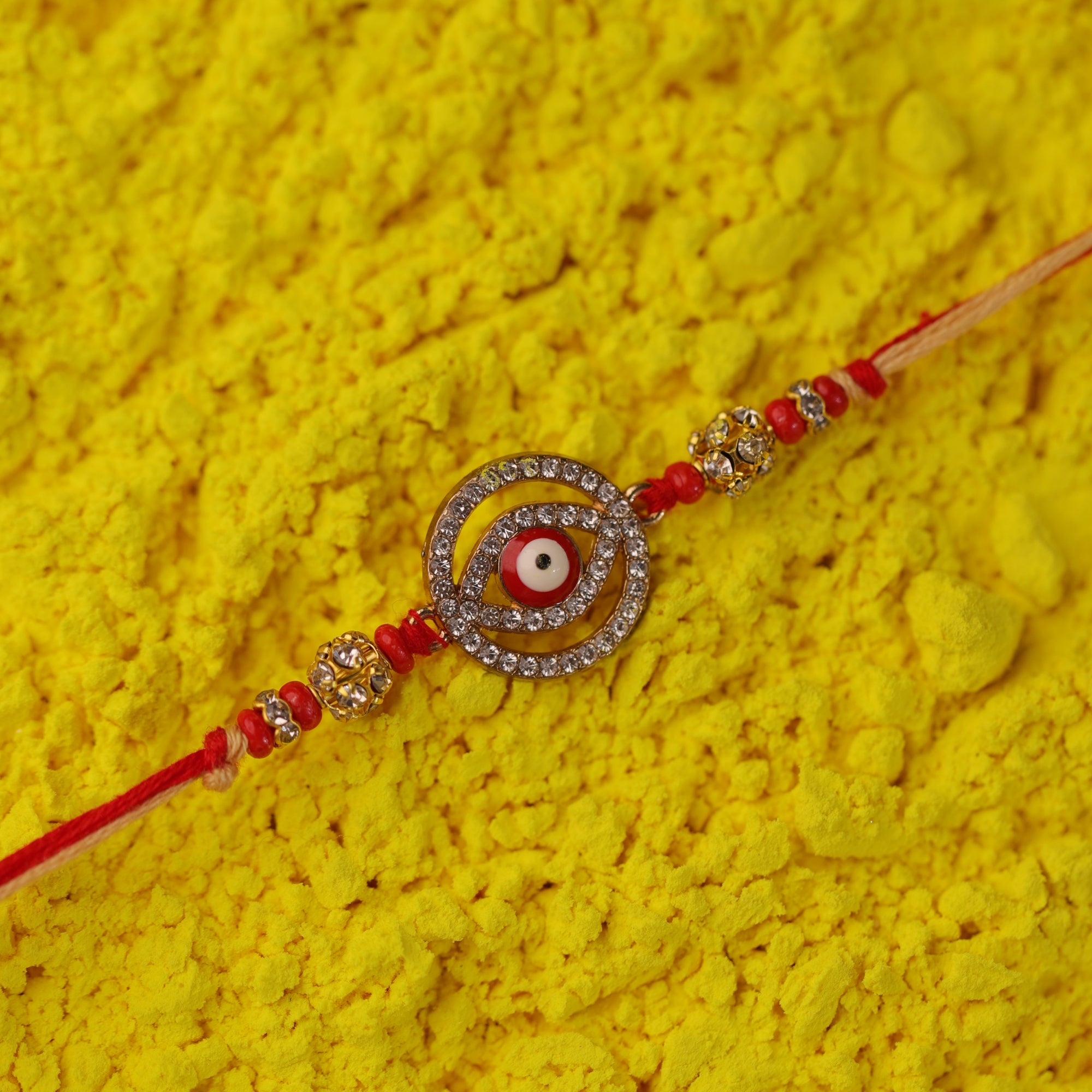 Circular Red Evil Eye Rakhi