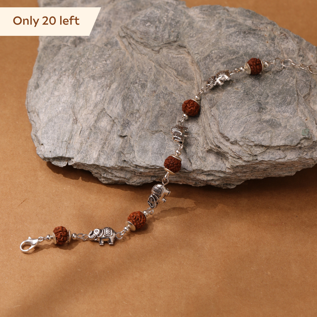 Rudraksh & Elephant Bracelet Rakhi