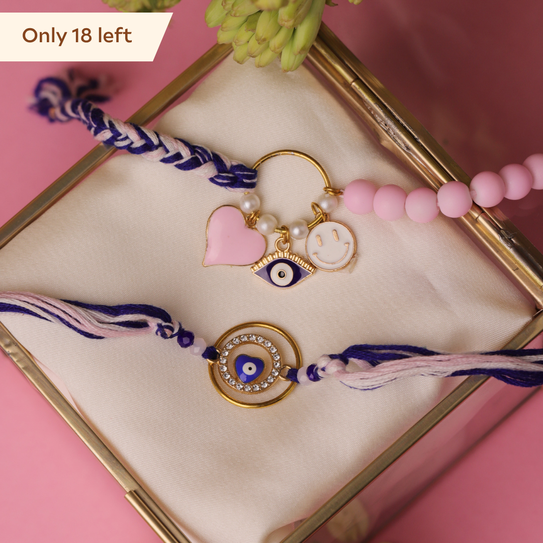Evil Eye Charm Bhaiya Bhabhi Rakhi Set