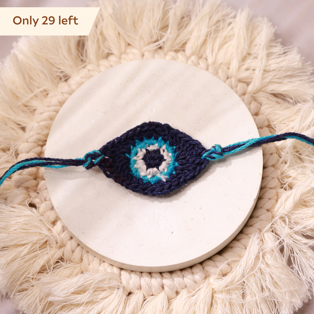 Handcrafted Evil Eye Crochet Rakhi
