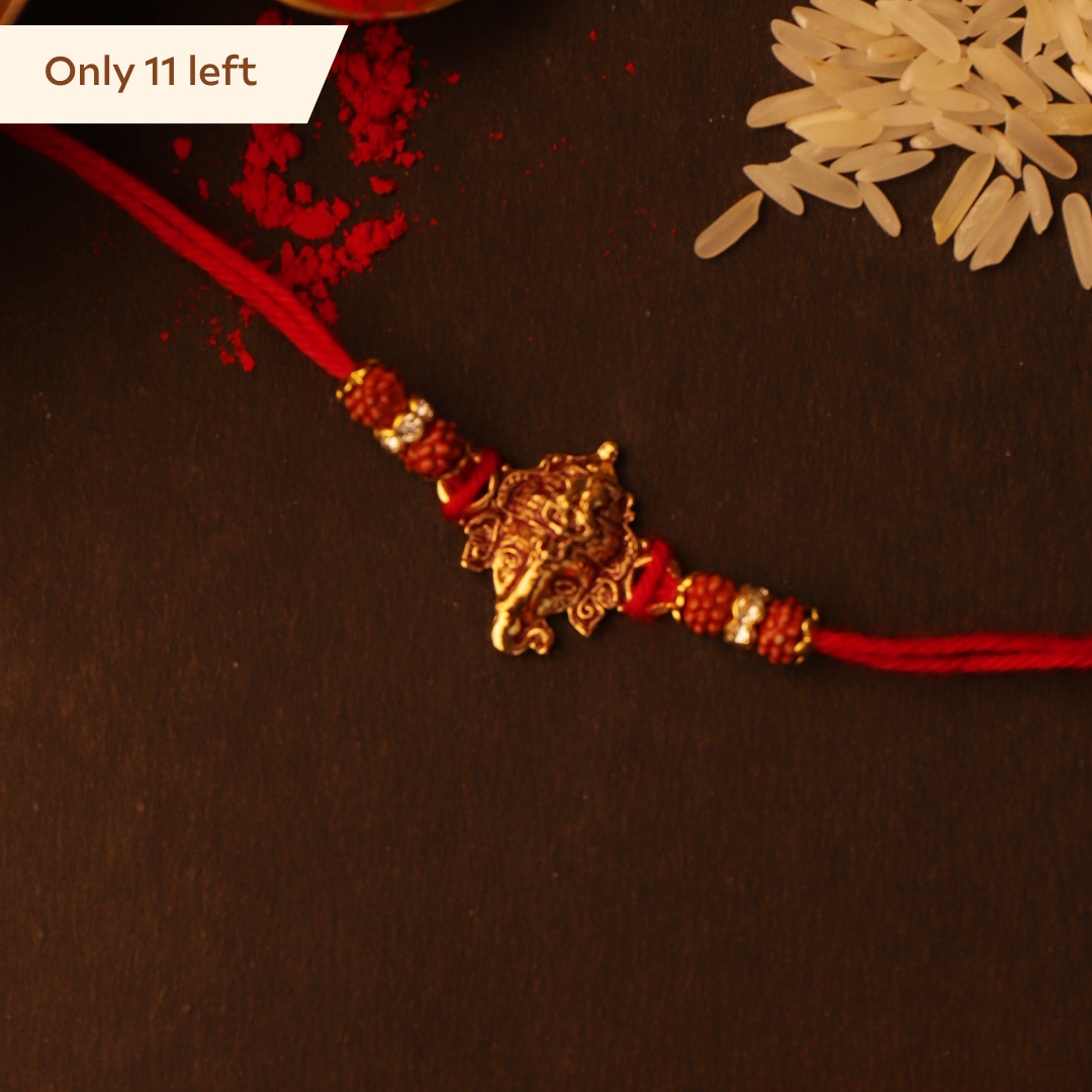 Lord Ganesha Golden Rakhi