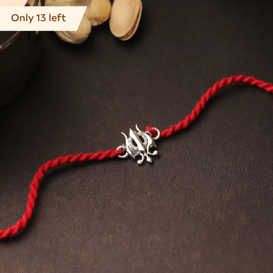 Pure Silver Trishul Rakhi