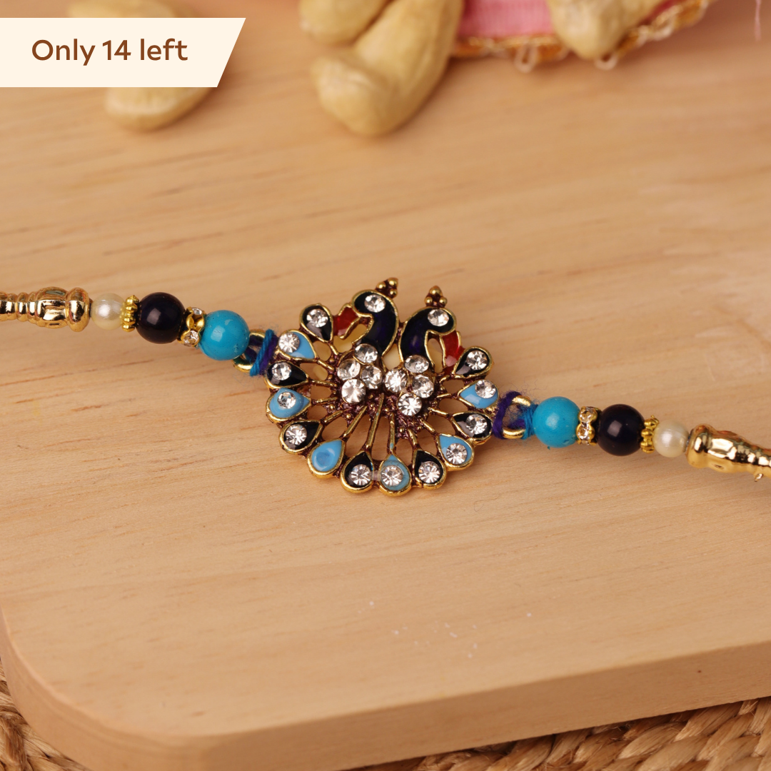 Peacock Stone Embellished Rakhi