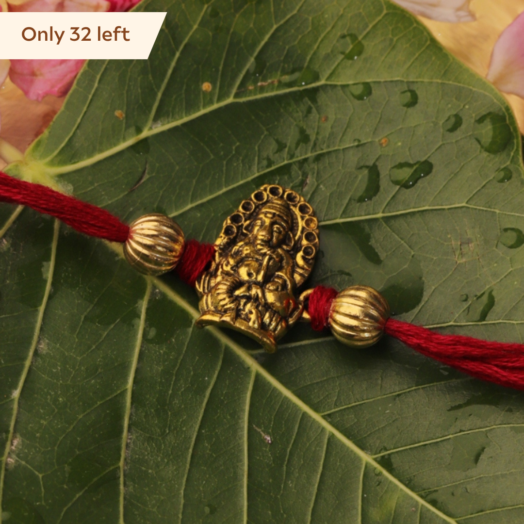 Lord Ganesha Golden Beaded Rakhi