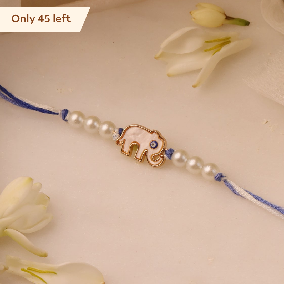 Evil Eye Elephant Enamel Rakhi