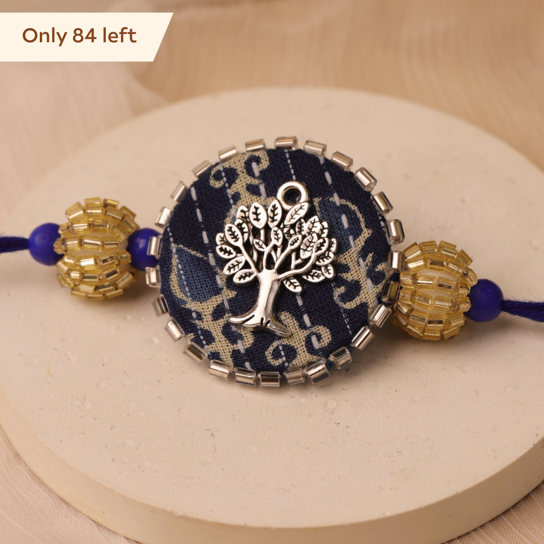 Tree Of Life Indigo Fabric Rakhi