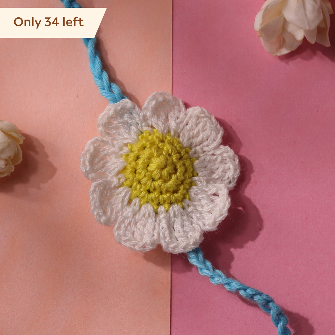 Yellow Floral Crochet Eco Friendly Rakhi