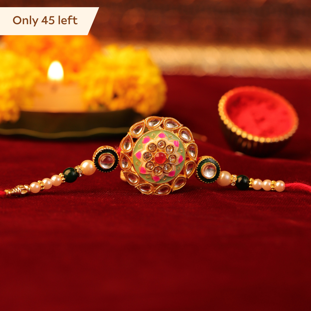 Green Mandala Meenakari Rakhi