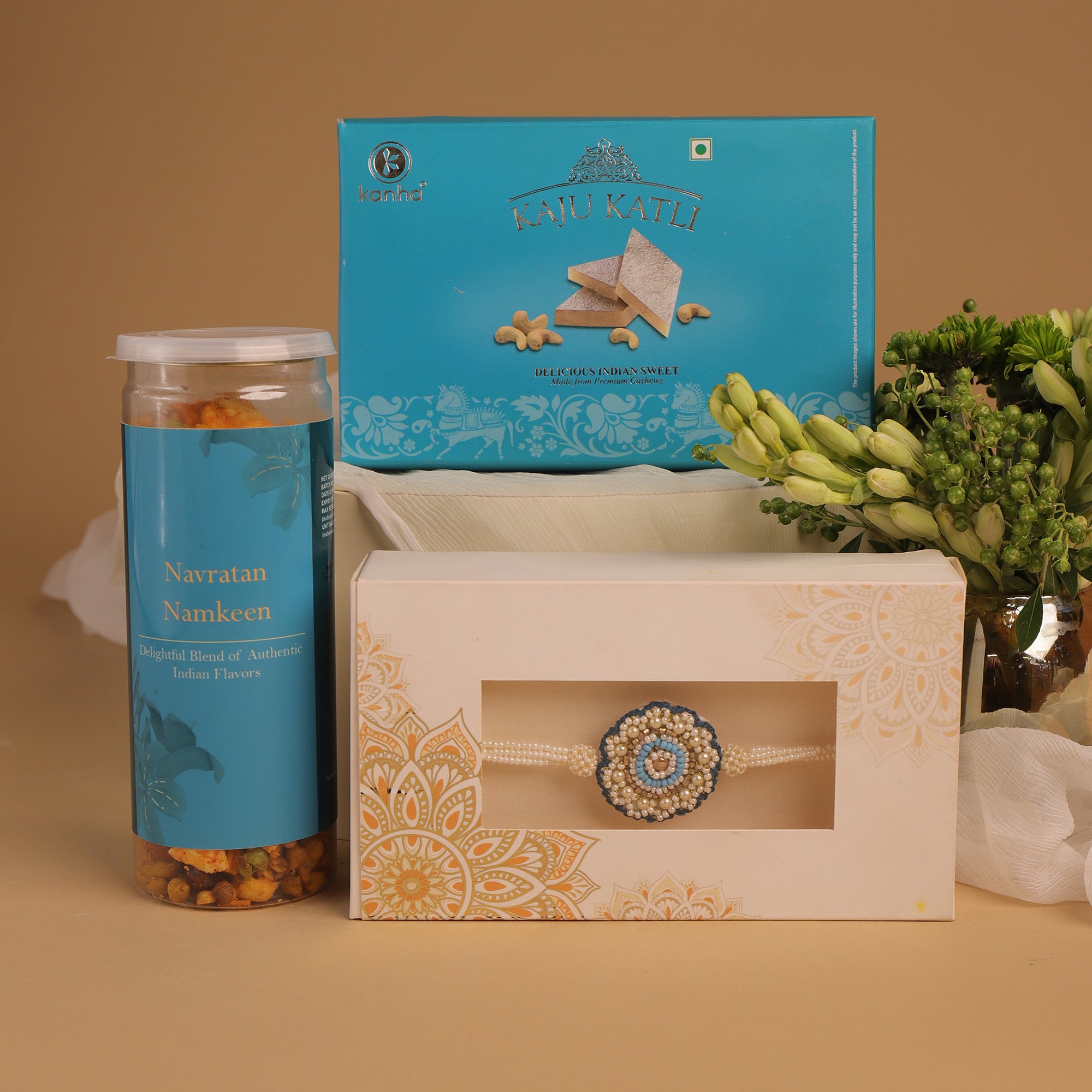 Floral Pearl Rakhi Tea Time Hamper